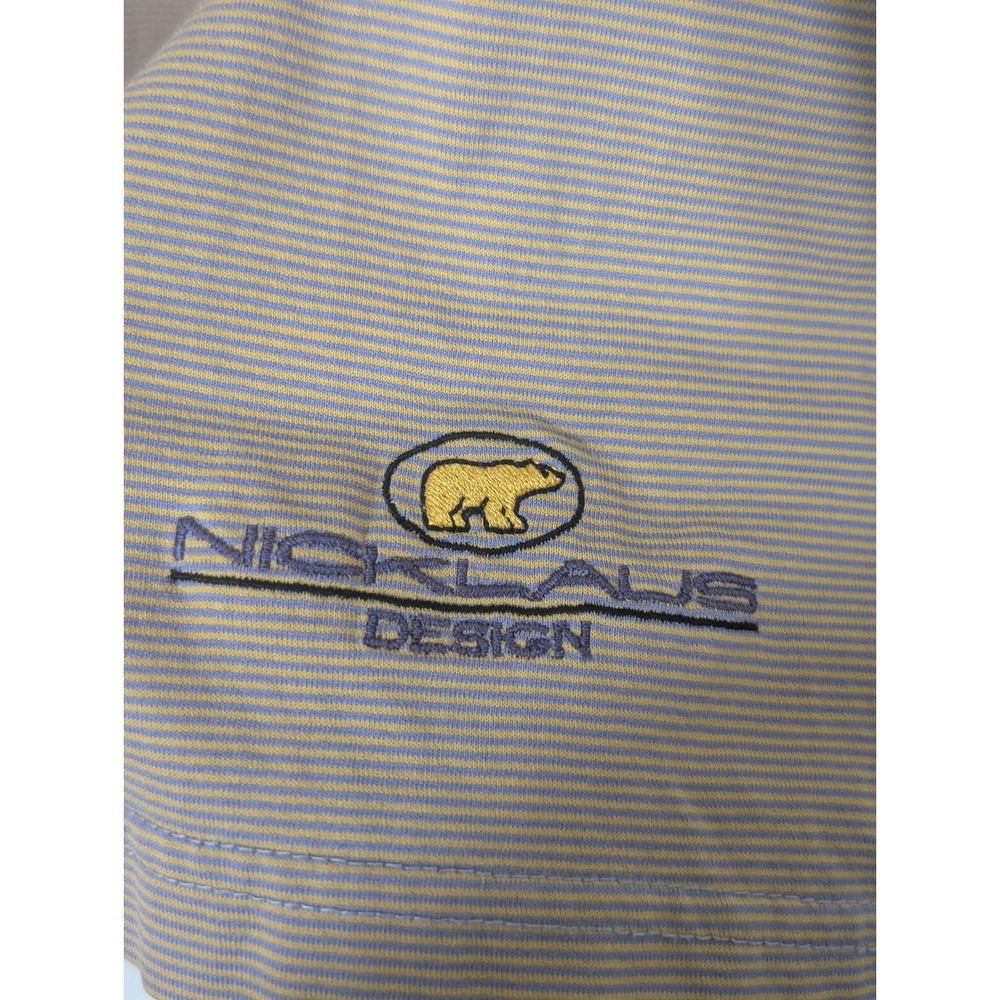 Jack Nicklaus Design Mens Tan Purple Striped Mercerized Cotton Golf Polo Shirt L - Picture 4 of 4